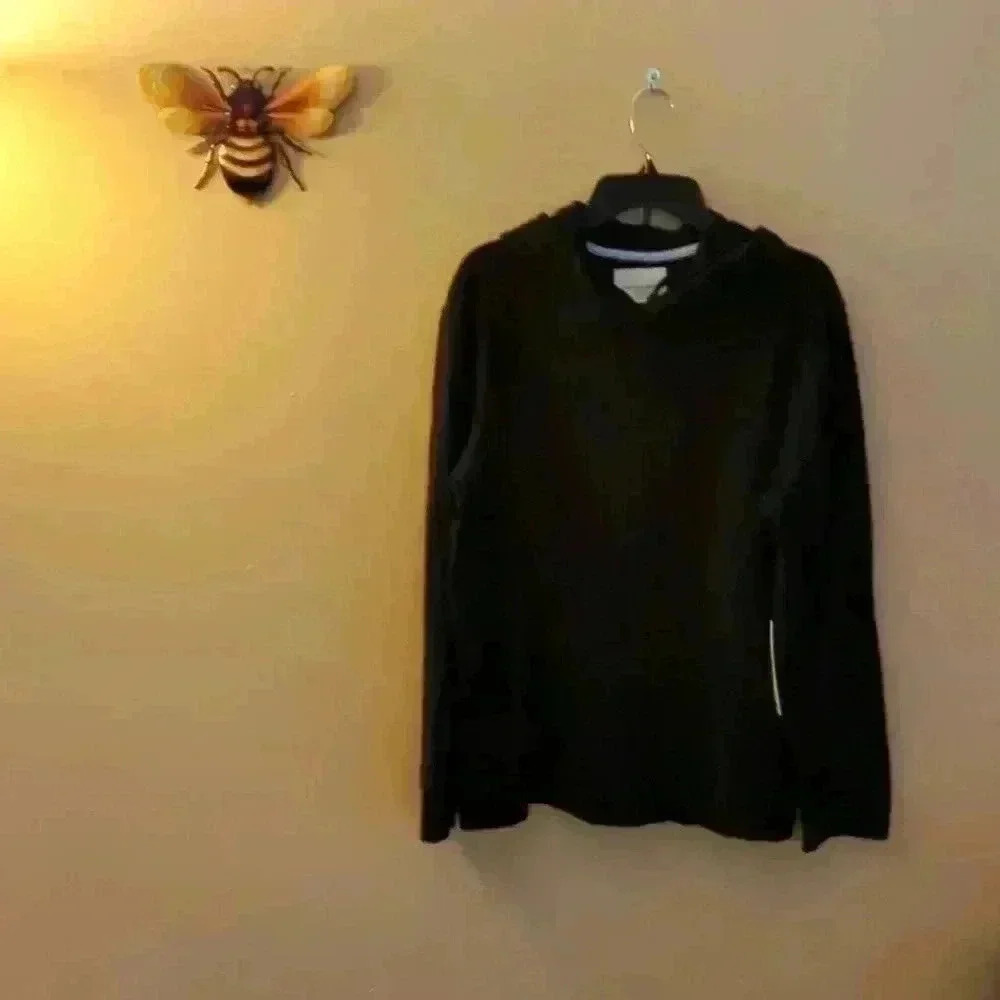 Paper denim & cloth long sleeve shirt with hood, medium black